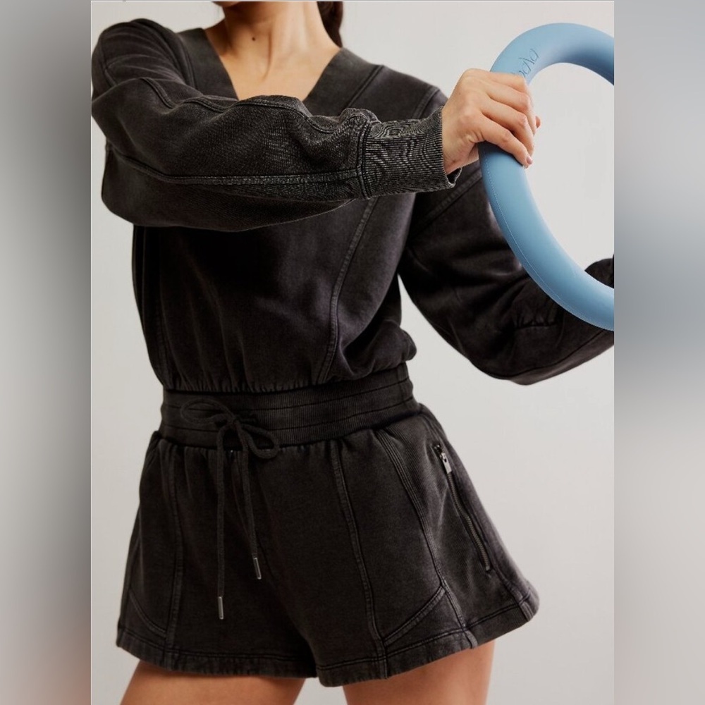 Free People Movement Intercept Romper size XS in Black NWT